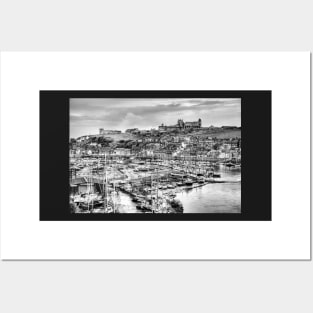 Whitby Marina And Harbor Black And White Posters and Art